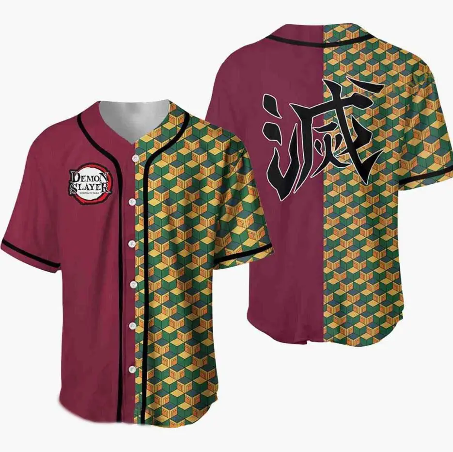 Personalized Giyu Tomioka Kimetsu Anime Costume 3D Baseball Jersey, Baseball Jersey Shirt, Outdoor Sports, Sport Shirt, Dynamic And Comfortable