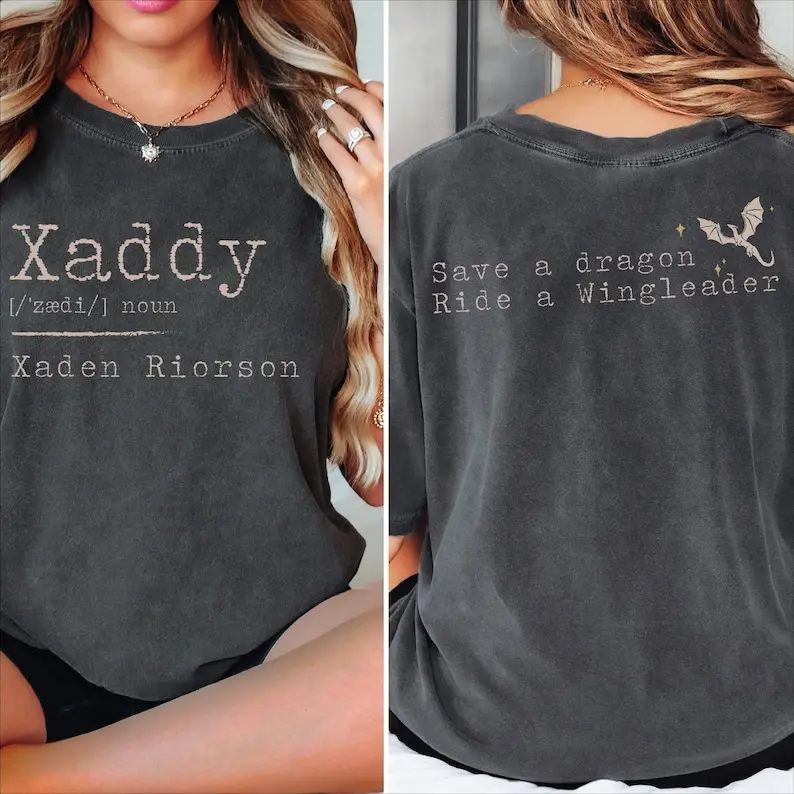Women's Unisex Cotton Casual Crewneck Round Neck Xaddy Save A Dragon Ride A Wingleader Fantasy Bookish Top, Gift For Book Lover