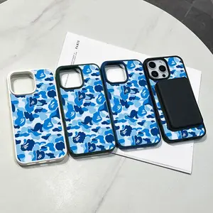 Magnetic Compatible Case for iPhone 17 16 E Pro Max 15 Plus 14 13 12 11 XS XR, Pastel Blue Camouflage Pattern Print |   Silicone, Lightweight, Aesthetic, Scratch Resistant, and Cute Protection Smartphone Cellphone
