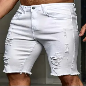 Men's Slim-Fit Summer Denim Shorts - Lightweight Breathable Casual Knee-Length with Stretch Comfort, Machine Washable Solid Black for Attire, Jean Shorts, Comfortable Streetwear