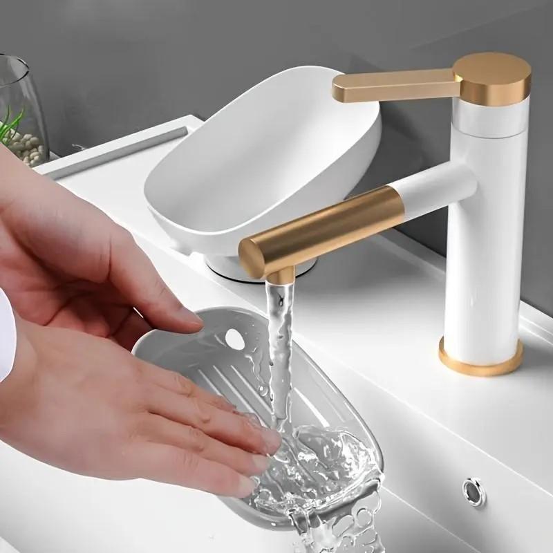 1-Piece Luxurious Adjustable Oval Self Draining Soap Dish with Drain, Wall-Mounted Anti-Slip Removable Soap Tray for Bathroom, Shower and Sink, Bathroom Accessory