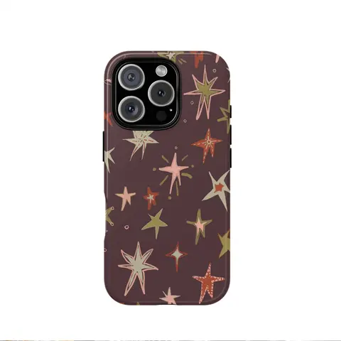 Vintage Colorful Hand-painted Star Pattern 2-in-1 Shockproof Smartphone Cover, Magnetic-compatible Phone Accessory for iPhone 18, 17, 16E, 16, Promax Pro Air 15, 14, 13, 12, 11