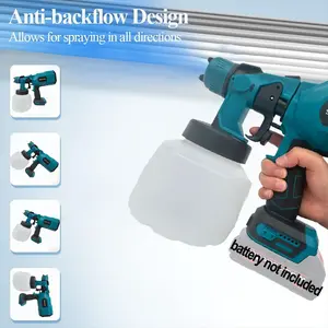 Cordless HVLP Spray Gun, Brushless Motor, 4 Copper Nozzles & 3 Patterns, Adjustable Width, 1200ml High-Capacity Container, Easy Clean, Rechargeable High-Speed Sprayer, Spraying, for Home Interior/Exterior, Furniture, Walls (Battery Not Included)
