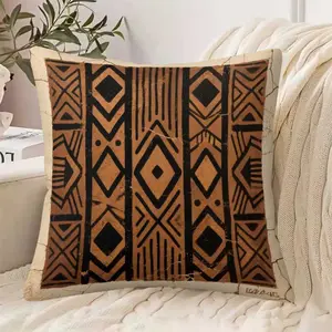 1pc short plush decoration single-sided print pillowcase geometric figure, black, striped pattern pillowcase hand washable and machine washable multi-size pillowcase suitable for bedroom living room sofa (excluding pillow core)