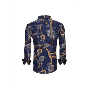 Mens Luxury Brand Printed Silk Like Shirts-HLS2002L-508