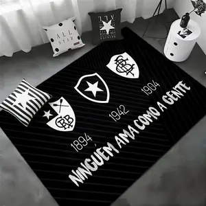 Brazilian Football Club Botafogo Floor Mat Non-Slip Soft Flannel Thickened Rug Indoor Door Mat Ultra Soft Absorbent Wear-Resistant Floor Mat for Living Room Hallway Entryway Front Door Porch Durable Non-Skid Home Decoration Mat for Indoor Daily Use