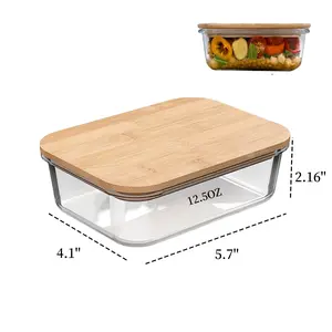 [12.8oz] 1 Stackable Sealed Glass Food Container with Lid, Reusable Glass Lunch Box for Microwave, Oven, Dishwasher, Refrigerator