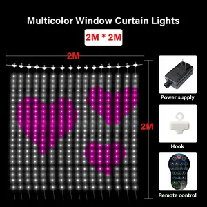 Smart Curtain String Lights App Controlled - 400 LED Text Programmable, Music Sync Remote
