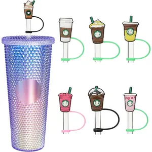 Straw Cover Compatible With  Cup, 7 count  Drinking Straw Cover, Splash Proof Straw Cover Cap, Straw Covers Cap for Tumbles,Cups Accessories (7-8MM-7PCS).