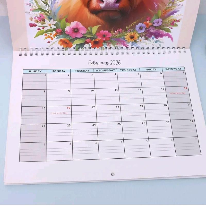 2026 Highland Cow Calendar, Desktop Calendar, Tear Off Calendar, Elegant Home Wall Art, Daily Schedule Planner, Perfect New Year Gift Idea