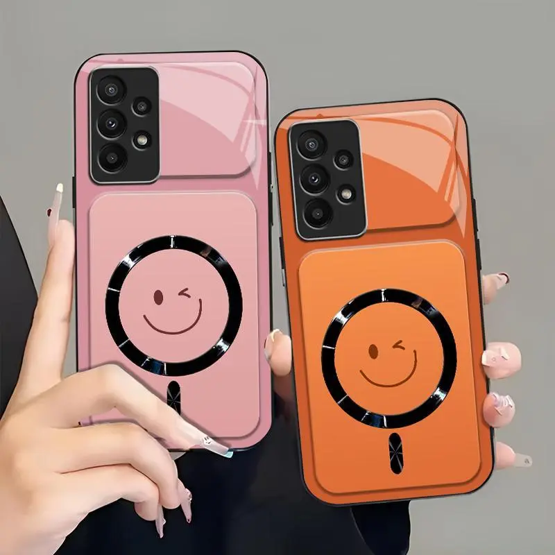 Winking Smiley MagSafe Compatible Case with Glossy Camera Lens Protection  for [Galaxy A32 5g] 952