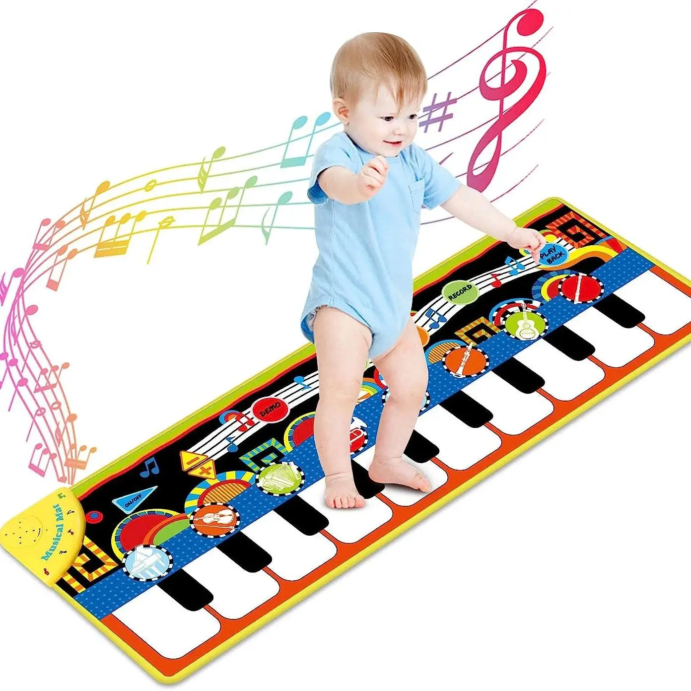 Kids Musical Mat with 8 Instrumental Sounds, Foldable Keyboard Dance Floor Mats, Early Educational Musical Toys for Toddlers & Kids, Valentine's Day G