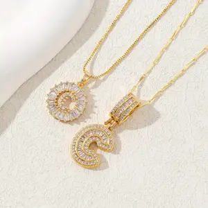 Initial Letter Pendant Necklaces for lady,Plated Alphabet Necklace with Adjustable 17''-19'' Chain, Fashion Jewelry Gift for Women Girls