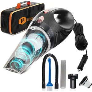 THISWORX  Vacuum Cleaner - Portable, High , Handheld Vacuums w/ 3 Attachments, 16 Ft Cord & Bag - 12v, Auto Accessories Kit for Interior Detailing - Black