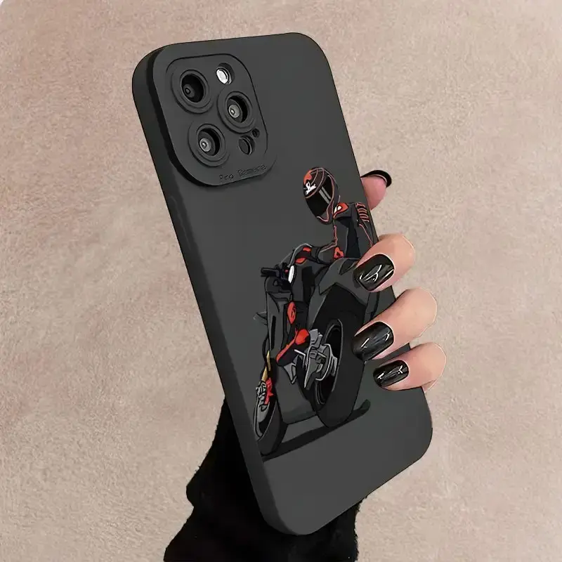 Motorcycle Rear View Pattern Smartphone Casing - Protective Cellphone Case for iPhone 17 Air/16 Plus/15 Pro Max/14 Pro/13/12/11/XS Max/X Devices, Ideal Holiday Gift for Motorcycle Enthusiasts MS332, Accessories