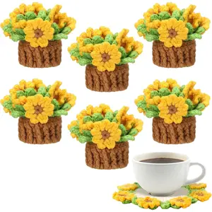 6 Pcs Sunflower Plants Flowers Cute Soft Decorative Funny Flowers Housewarming for New Home Office Bar Desk Car Decoration