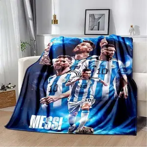 Football superstar L-Leo-Messi-i flannel adult and children's blanket sofa bed decoration blanket portable blanket gift It is an excellent gift for children, family and friends  Applies to Super soft  decorative sofa/sofa/bedroom