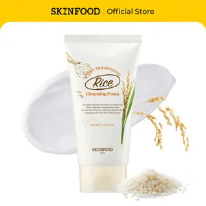 [SKINFOOD Official] Rice Daily Brightening Cleansing Foam | Gentle Facial Cleanser with Rice Fermented Water for Clear Glass Skin and Natural Glow, Rice Bran Water, Moisturizing, Mild Exfoliating, 5.07 oz (150 ml)