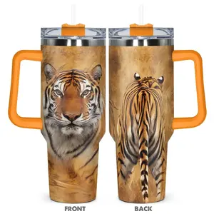 40oz Tiger Pattern Tumbler with Lid, Stainless Steel Water Bottle, Insulated and Durable, Gift for Any Occasion, Drinkware
