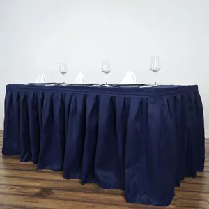 Polyester Table Skirt 17ft Navy Blue - Stylish Pleated Table Cover
