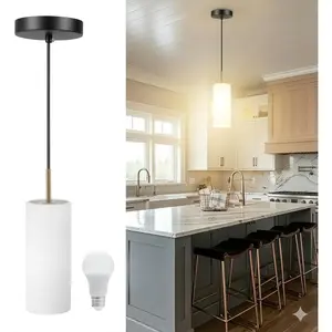 Pendant Light (Bulb Included) - Modern Black and  Fixture for Kitchen  -  Ceiling Light with Adjustable Height for Kitchen Islands and Indoor Use