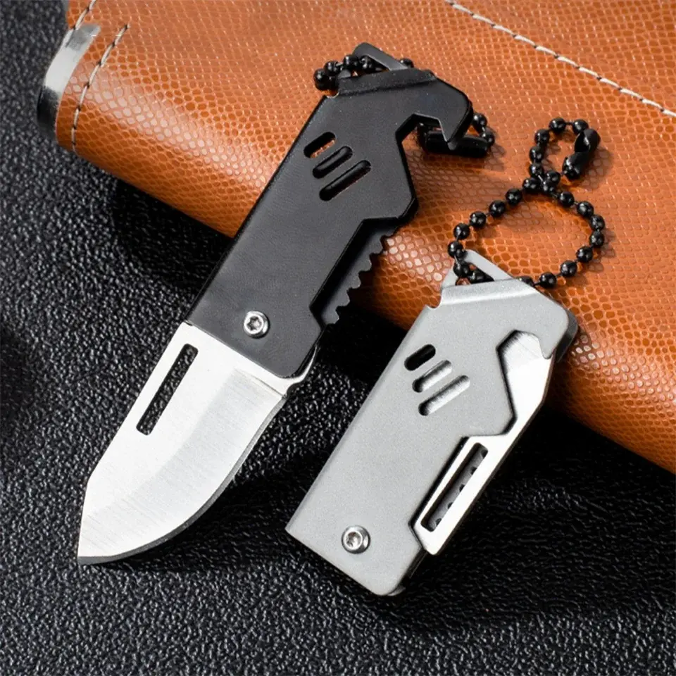New Outdoor Folding Pocket Knife Keychain D2 Steel Sharp Cutting Camping Survival Tool Bottle Opener Portable Key Chain Pendant