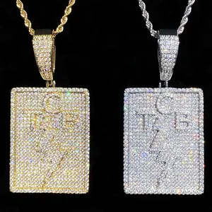 [ICE HUE]18K Gold Vacuum Plated Copper with 5A+ Sri Lanka Zircon TCB Lightning Pendant With Necklace Miami Italy Mexico & Micro Inspired for Women & Men Luxury Jewelry,Daily Wear,Casual Fashion,Gift Idea,Chicano,Classic,Hip Hop,Simple,Sporty Style