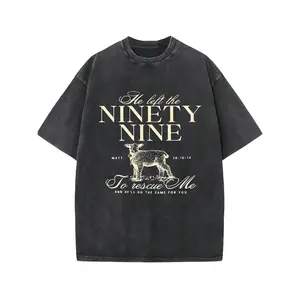 Ninety-Nine High Quality Graphic Print Washed Crew Neck Basic T-Shirt, Fashion Versatile Men'S Outdoor Clothing