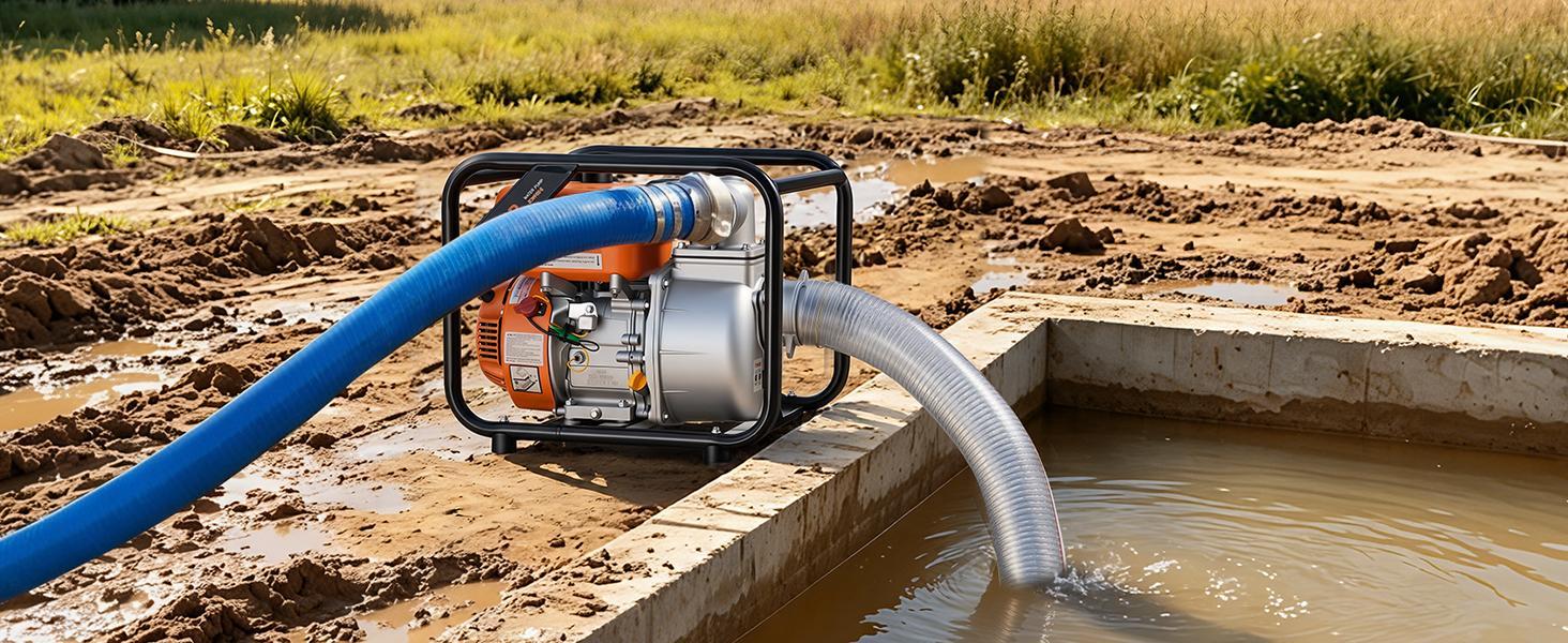 【BackToSchool】VEVOR 7HP Gas-Powered High Capacity Pond Pump, 3 in Semi Trash Water Transfer Pump, 242 GPM Portable Gasoline Engine, 25 ft Discharge Hose, Heavy Duty Frame Stand, Cast Iron Impeller, Aluminum Alloy Body, for Outdoor Farm Irrigation, Floodwa 【BackToSchool】VEVOR 7HP Gas-Powered High Capacity Pond Pump, 3 in Semi Trash Water Transfer Pump, 242 GPM Portable Gasoline Engine, 25 ft Discharge Hose, Heavy Duty Frame Stand, Cast Iron Impeller, Aluminum Alloy Body, for Outdoor Farm Irrigation, Floodwa