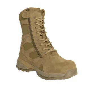 ROTHCO Men's 8-in Mid-Calf Forced Entry Composite Toe Leather Tactical Boots, Coyote Brown, Closed Rubber-Soled All-Weather Shoe with Side Zip & Lace System for Adults