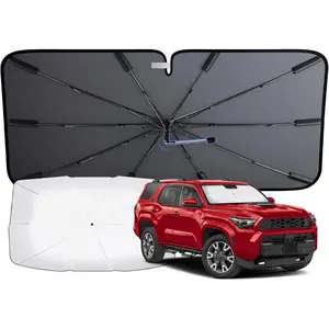 Car Windshield Sun Shade Umbrella -[Nano-Coated Reflective Fabric] Sunshade Umbrella for Front Window, Car Shades Sun Visor for Jeep Wrangler/Gladiator, 4Runner/Land Cruiser (X-Small 55" L x 23" W)