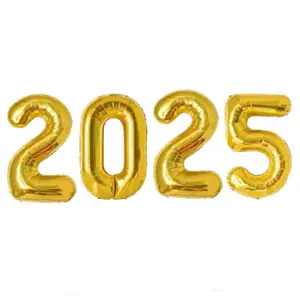 40 Inch Giant Gold Foil Number Balloon 2025 Happy New Years Helium Balloon New Year Party Supplies Decorations Themed Party Decoration Supplies