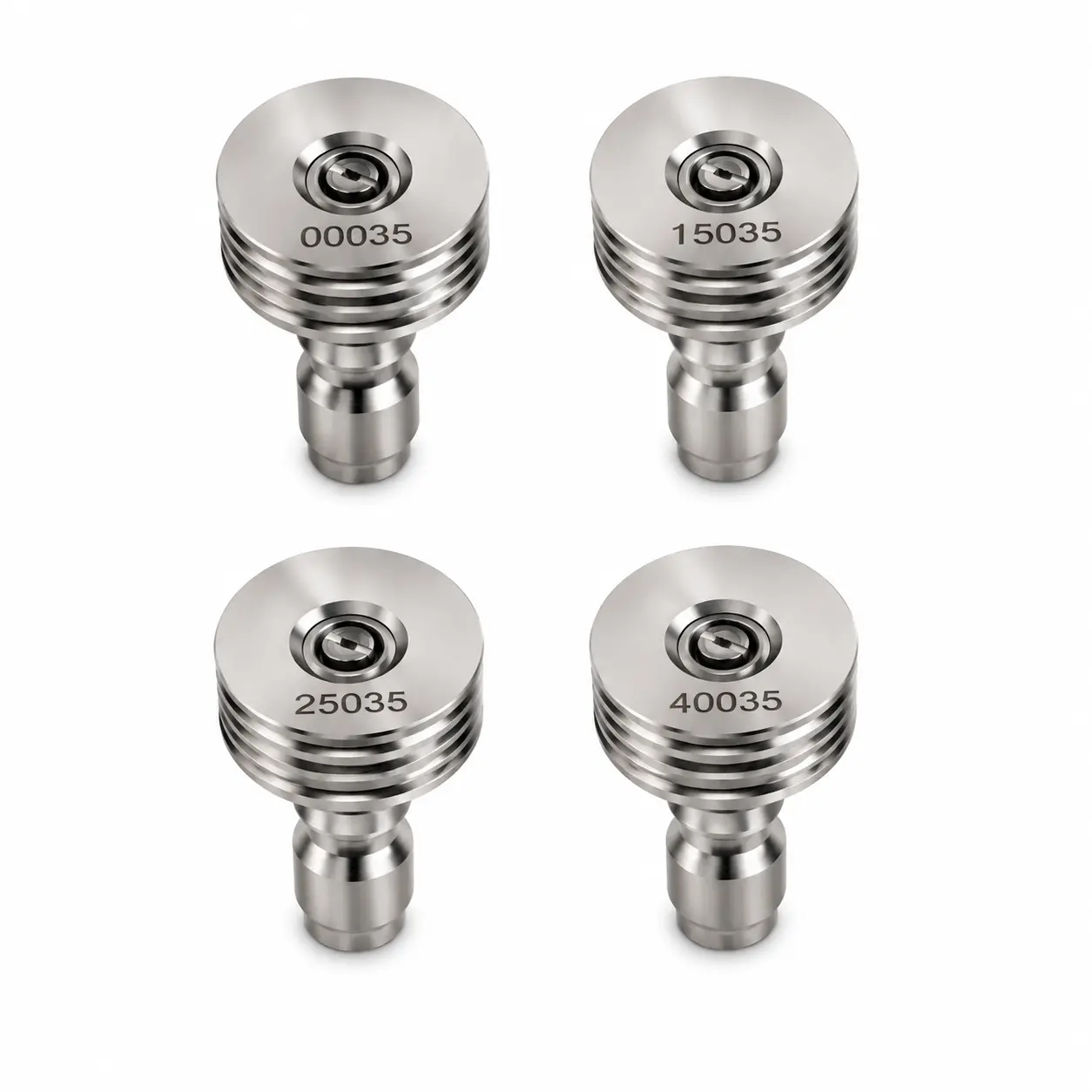4 Pack Pressure Washer Nozzle Tips for Surface Cleaner, Stainless Steel, 0° 15° 25° 40° Spray Angles, 1/4" Quick Connect, 4000 PSI