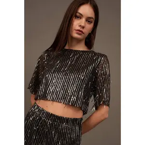 Razzle Dazzle Sequin Stripe Crop Top