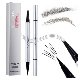 Vaakav Original 4D Brush Tip Waterproof Microblading Eyebrow Pen, 2-in-1 Dual-Ended, Natural Hair-Like Strokes, Long-Lasting Waterproof mini eyebrow pencil, long-lasting color, smudge-proof.