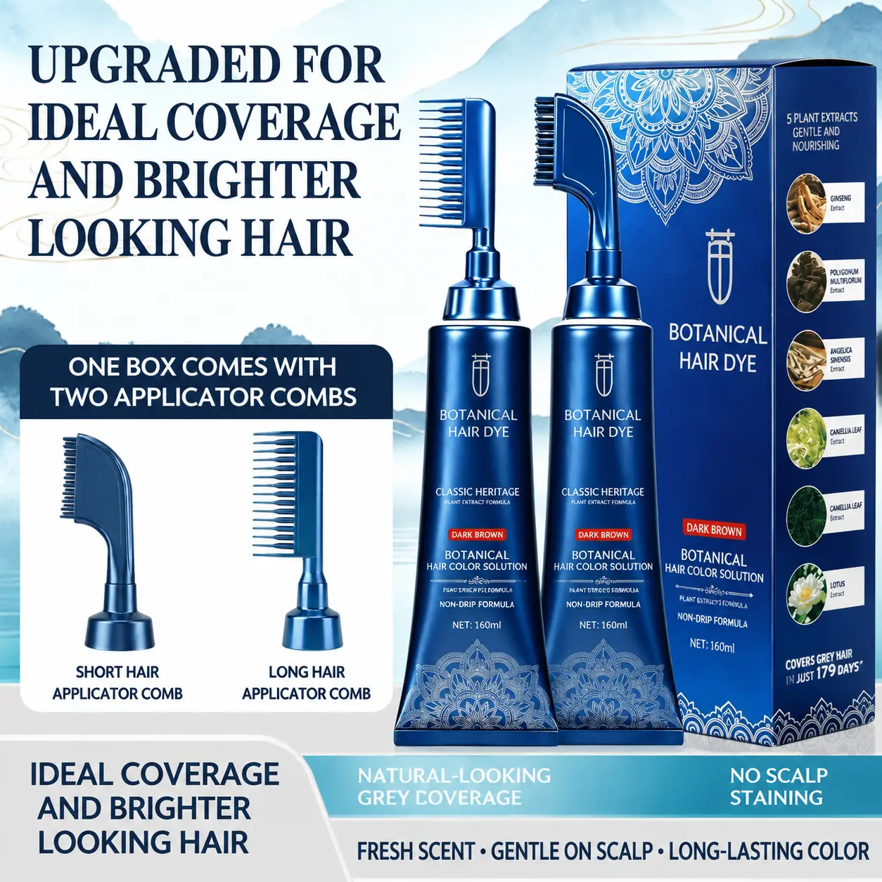 【Gift for Father's Day】Easy Hair Color Comb for Home Use – Just Brush in the Color, No Mixing Needed, Covers Grays