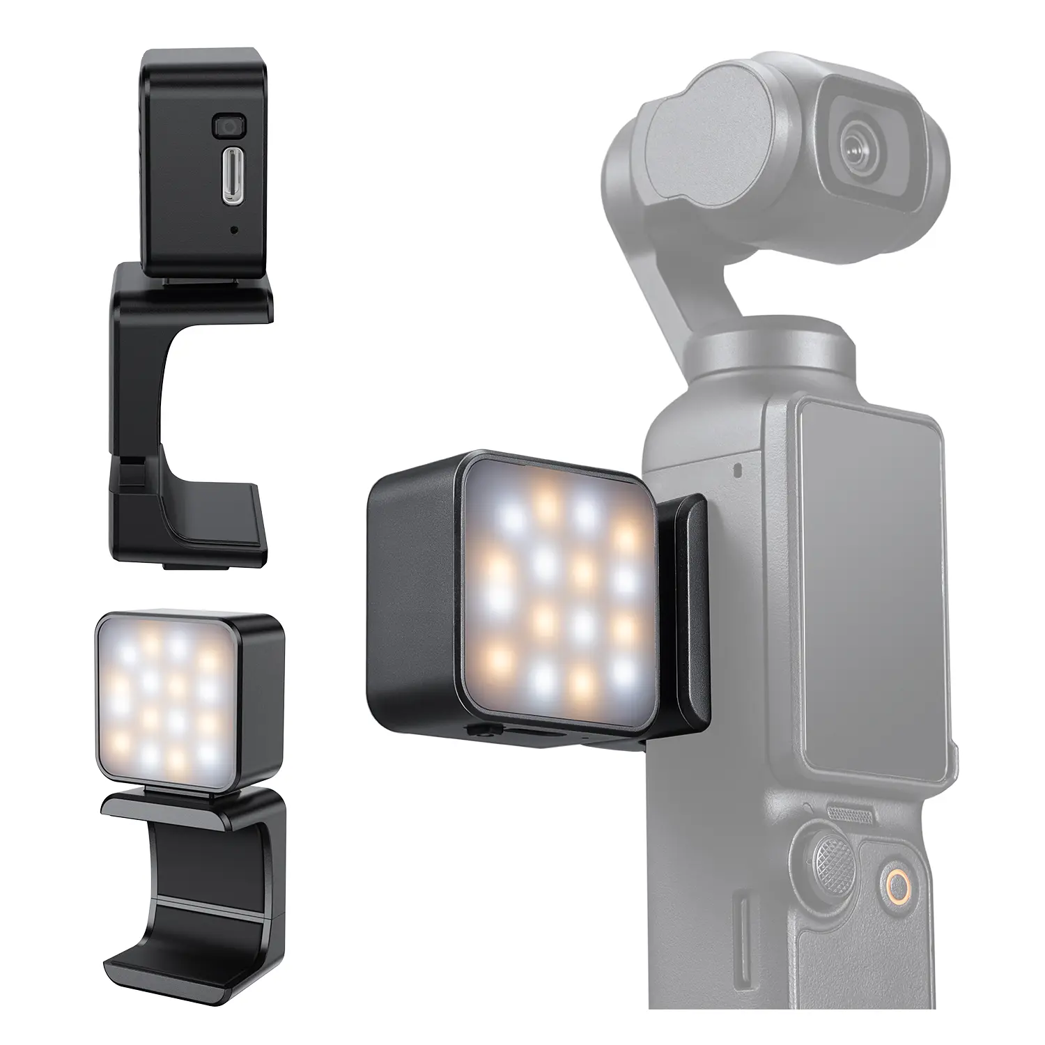 K&F Concept Magnetic Mini LED Fill Light for DJI Osmo Pocket 3/Xtra Muse, USB-C Fast Rechargeable Camera Accessory, 3-Level Adjustable Color Temperature for Selfie Vlog Video Recording, Accessories