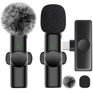 Wireless Lavalier Microphone, Professional Mini Wireless Microphone, USB Rechargeable Mic for Video Recording, Game Live Streaming, Interviews, Audio, Live Streaming Equipment