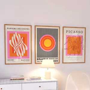 Bauhaus Posters, Set of 3, Picasso Art Prints, Orange Wall Art, Trendy Wall Art, Living Room Wall Art, Henri Matisse And Bauhaus Art Prints, Room Decor, Unframed | 5 Size, (8x12 to 27x40) inch