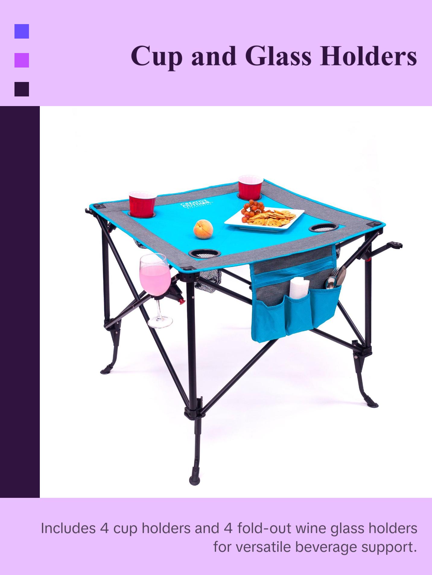 Adjustable Height Folding Wine Table | Teal