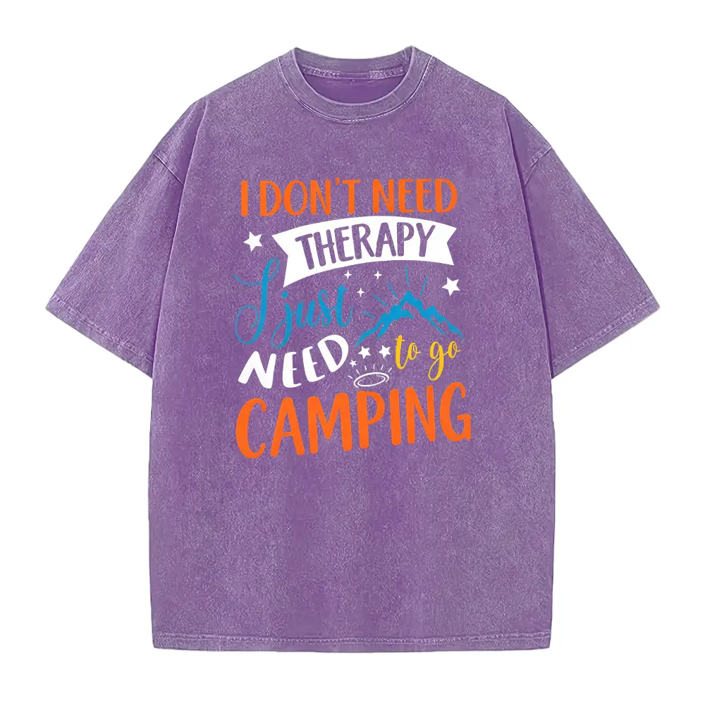 1 Pack Women'S  Retro Graphic T-Shirt - Black Relaxed Fit Short Sleeve with "I Don't Need Go Camping" Slogan & Camping-Themed Design, Round Neck Casual Outdoor Camping Tee for Casual Attire, All-Season Comfort