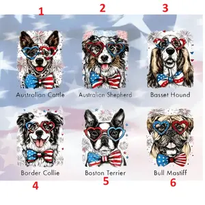 Dog Bow 250 Year America 4th July Comfort Colors T-shirt Australian Cattle Australian Shepherd Basset Hound Border Collie Boston Terrier Bull Mastiff