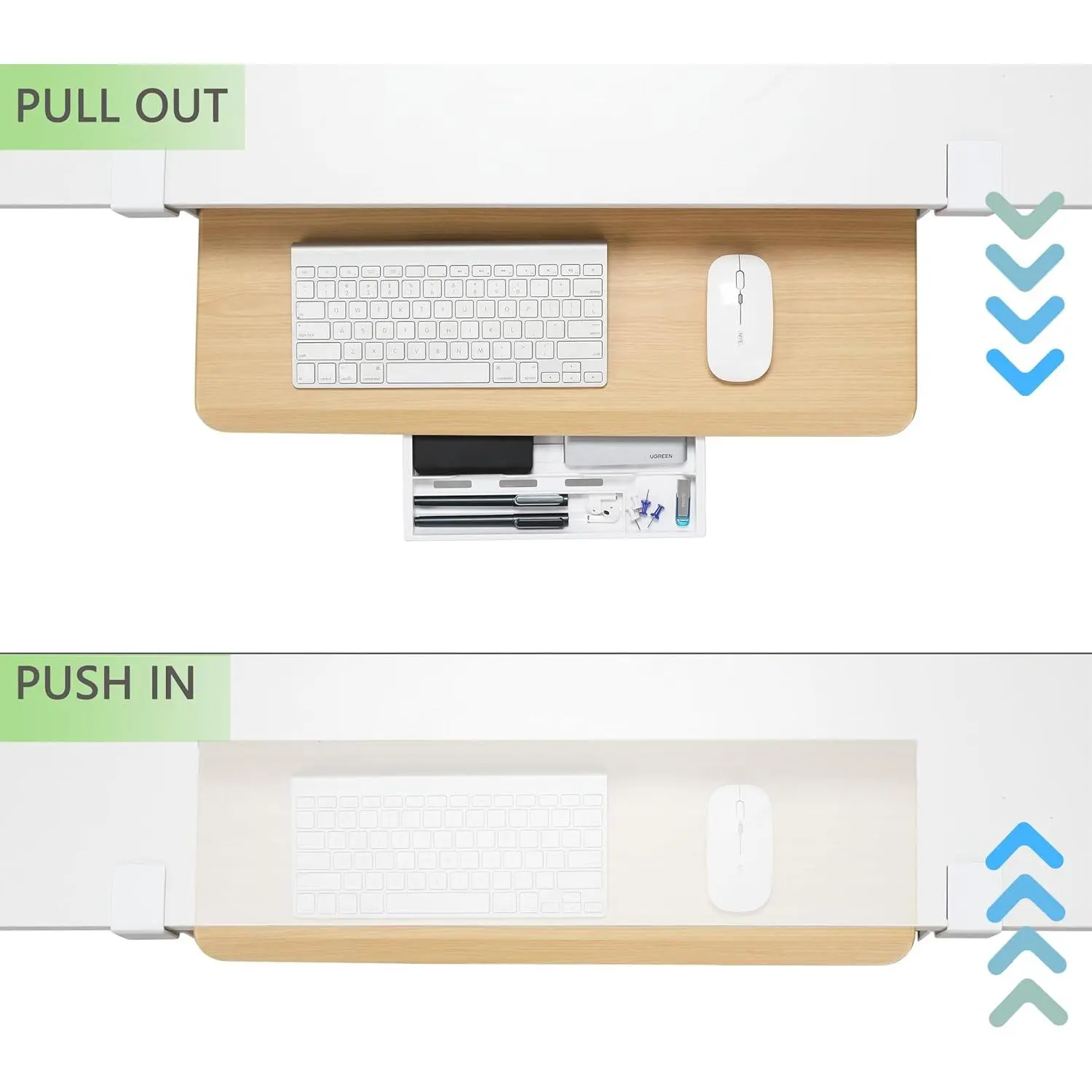 ETHU Large Under Desk Keyboard Tray – 26.77"x11.81" Slide-Out Clamp-On Keyboard Stand, Easy Install for Home & Office