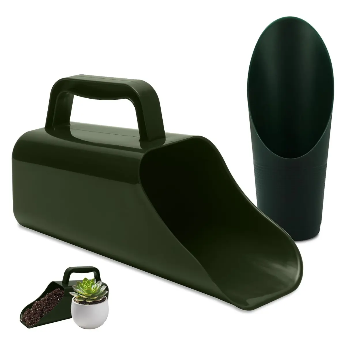 2-in-1 Garden Soil Scoop & Hand Trowel Set for Potting, Digging & Transplanting