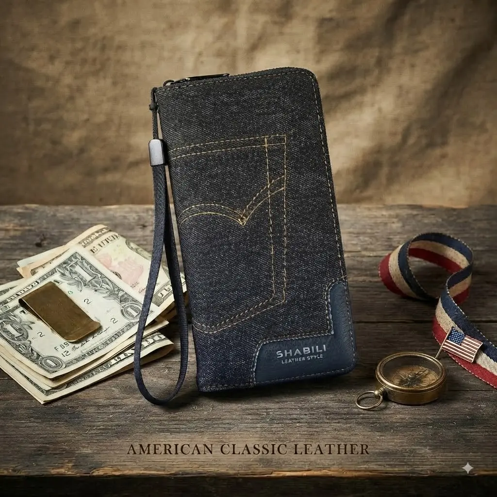 GOODBEE Men's Canvas Long Wallet, Large Capacity Clutch with Multiple Card Slots, Coin Pocket & Cash Compartment