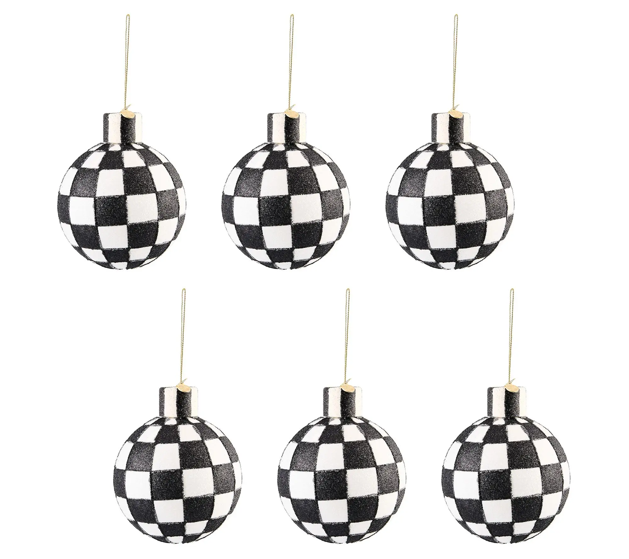 MacKenzie- Childs Set of 6 Glass Check Ornaments MacKenzie- Childs Set of 6 Glass Check Ornaments