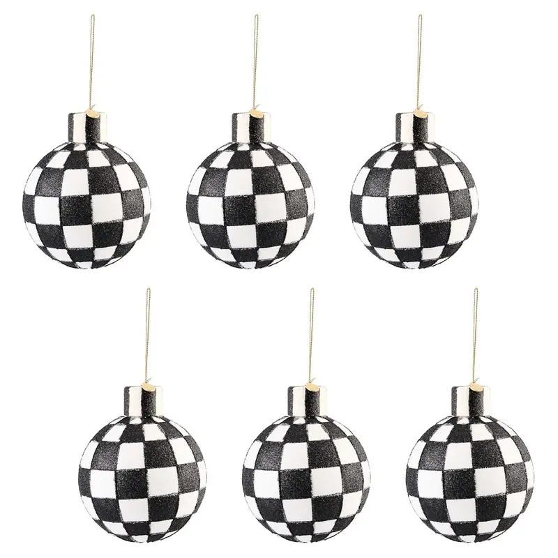 MacKenzie- Childs Set of 6 Glass Check Ornaments