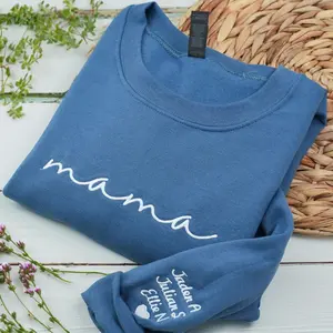 Custom Mama Embroidered Sweatshirt, Personalized Mom Sweatshirt, Pregnancy Announcement