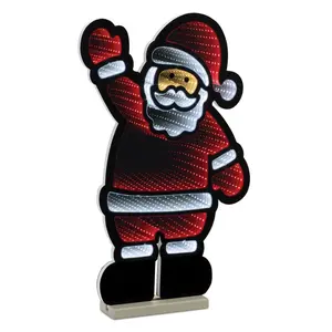 212 MAIN Acrylic Santa Motif Infinity LED Light - 22.5 in, UL Plug, Red & White Festive Home Decoration for Holiday Festive Supplies