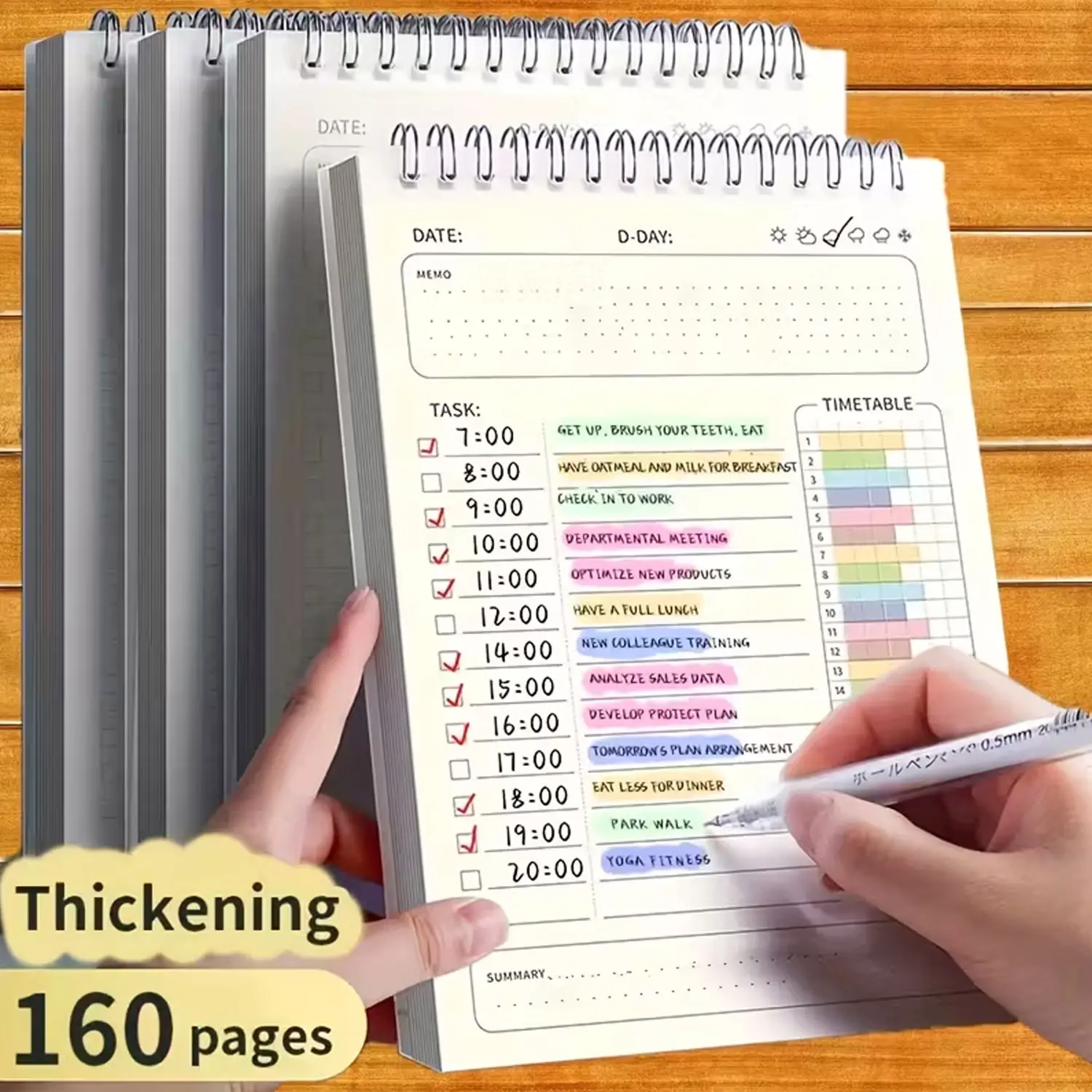 A5 Daily Plan Planner Notebook - 160 pages, productivity planner, Weekly Planner Notepad, weekly planner, schedule and task organizer for Home Office, office stationery and school supplies